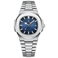 POEDAGAR Classic Business Men Watch Waterproof Luminous Date Quartz Watch Fashion Steel Strap Square Thin Wristwatch for