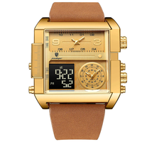 POEDAGAR Luxury Men Quartz Watch Fashion Rectangle Sport Watch Waterproof Multifunction Electronic Dual Display Wristwat