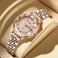 POEDAGAR Women Luxury Rhinestone Quartz Watch Waterproof Luminous Wristwatch Calendar Analog Stainless Steel Wrist Watch