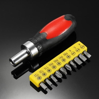 Poignée de tournevis rouge de 1/4 po avec embouts de tournevis de 10 po