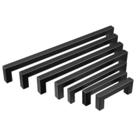 Poignée de tiroir de poignées de porte en acier inoxydable carré creux noir 10x20mm pour armoire armoire