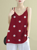 Polka Dot Spaghetti Dos Nu Sans Manches Casual Cami