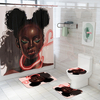 Polyester imperméable fille africaine salle de bain rideau de douche tapis de couverture de toilette ensemble de tapis a