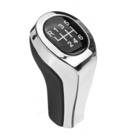 Pommeau de levier de vitesse manuel 5/6 vitesses en cuir PU Chrome pour BMW 1 3 5 6 série E90 E91 E92 X1 X3 X5