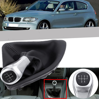 Pommeau de levier de vitesses en cuir avec couvre-botte poignée 5 vitesses pour BMW E87 120i 120d 135i