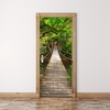 Pont en bois 200X77CM 3D autocollant de mur de porte PVC autocollant de salon mur de forêt pont décor