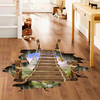 Pont en bois 3D Salon Chambre à coucher Animaux Plancher de maison Décoration murale Stickers créatifs