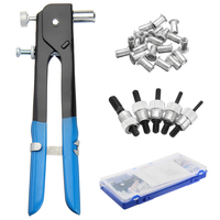 Pop Riveter Gun Rivet Hand Tool Set Kit avec 100Pcs écrous inserts + 5Pcs Mandrins et boîte