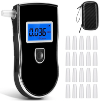 Portable Alcohol Breathalyzer with 20 Mouthpieces Professional Grade Accuracy Blood Alcohol Tester LCD Screen Personal A