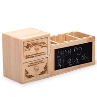 Porte-stylo en bois contenant à crayons avec tiroir 2 couches petit tableau noir organisateur étudiant fournitures de pa