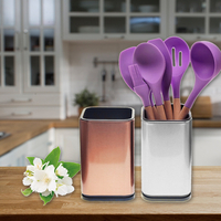 Porte-ustensiles de cuisine rectangulaire en acier inoxydable Organisateur dustensiles de rangement pour couverts d