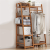 Porte-vêtements Appartement Chambre Dressroom Manteau en bambou Porte-vêtements Support étagère Porte-boîte à chaussures
