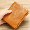 Portefeuille à trois volets vintage en cuir véritable pour homme