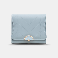 Portefeuille court à trois volets pour femmes,  conception de ligne de feuille,  pince à billets pliante simple,  porte-car