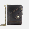 Portefeuille de porte-cartes en cuir véritable multi-fente pour hommes avec chaîne