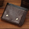 Portefeuille de porte-cartes pliable en cuir véritable pour hommes