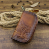 Portefeuille de sac de clé de voiture imprimé vintage en cuir véritable pour homme