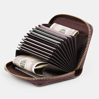 Portefeuille dorgue en peau de vache pour hommes RFID Porte-cartes anti-magnétique à fente multi-cartes Porte-carte