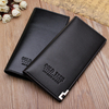 Portefeuille long en cuir mince pour homme,  pochette à deux volets,  porte-cartes de crédit,  sac à main