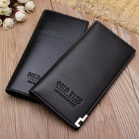 Portefeuille long en cuir mince pour homme,  pochette à deux volets,  porte-cartes de crédit,  sac à main