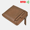 Portefeuille porte-cartes à glissière rétro anti-vol pour homme RFID