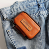 Portefeuille porte-clés multifonction en cuir véritable pour hommes,  porte-monnaie à fermeture éclair courte avec croche