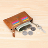Portefeuille porte-clés rétro en cuir véritable pour hommes RFID 3 emplacements pour cartes
