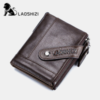 Portefeuille pour homme en cuir véritable Vinatge anti-vol Zipper Coin Bag