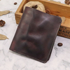 Portefeuille pour hommes à deux volets vertical en cuir de vachette rétro multi-cartes porte-cartes pince à billets Mini