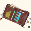 Portefeuille RFID pour hommes en cuir véritable avec 10 fentes pour cartes,  porte-monnaie à double fermeture à glissière