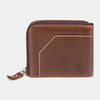 Portefeuille Vintage en Cuir Véritable pour Hommes RFID Blocage Zipper Coin Bag Porte-Cartes