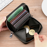 Portefeuilles en cuir de vachette pour hommes RFID Mini porte-cartes à fermeture éclair anti-magnétique