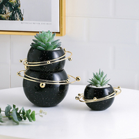 Pot de fleur succulente bague étoile petit pot de fleur Pot de fleur en céramique plaqué or contenant de bougie