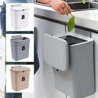 Poubelle suspendue de porte darmoire 9L peut glisser le couvercle de la poubelle de stockage des déchets pour la cu