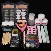 Poudre acrylique Nail Art Set Rose False Nail Art Cutter Distributeur de pompe à liquide Fichier de ponçage