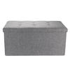 Pouf de rangement en lin avec siège escamotable,  banc