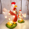 Poulet lumineux 3D créatif avec ornement de pelouse écharpe avec lumières LED écharpe forfaitaire coq sculpture en résin