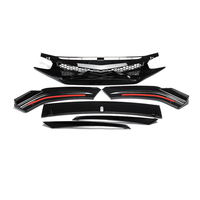 Pour Honda Civic 2016-18 6 Pcs Capot Avant Mesh Grill Grille Bumper Trims Sourcil