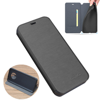 Pour OnePlus 7T Case Bakeey Flip avec fente pour carte support complet du corps en cuir brossé antichoc Soft étui de pro
