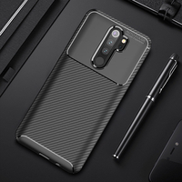 Pour Xiaomi Redmi Note 8 Pro étui Bakeey luxe en fibre de carbone antichoc Silicone Pro étui protecteur non original
