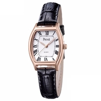 PREMA Mode Casual Chiffre Romain En Cuir PU Bande Femmes Montre À Quartz Montre-Bracelet