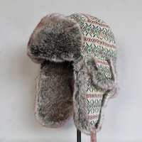 Print Trapper Hats Beanie Russian Winter Chapeaux chauds