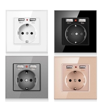Prise de courant USB 16A 250V prise murale norme ue avec 2 Ports USB panneau dalimentation intelligent LED prise de