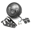 Projecteur de phares de moto LED de 6, 5 pouces 12V avec support noir pour Cafe Racer
