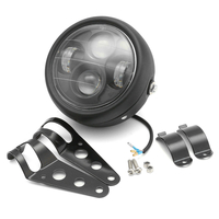 Projecteur de phares de moto LED de 6, 5 pouces 12V avec support noir pour Cafe Racer