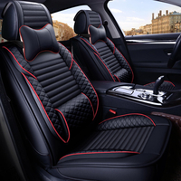 Protecteur de coussin de siège avant de voiture en cuir avec oreiller universel pour voiture cinq places