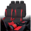 Protecteur de housse de siège de voiture en polyester universel ensemble complet avant arrière appuie-tête rouge + noir