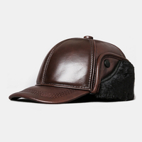 Protection auditive en cuir véritable pour hommes garder au chaud Plus Chapeau de baseball extérieur en velours