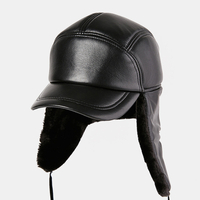 Protection auditive en cuir véritable pour hommes Plus Épaissir garder au chaud Bonnet de base coupe-vent