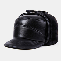 Protection auditive en cuir véritable pour hommes Plus Épaissir garder au chaud Bonnet de base coupe-vent